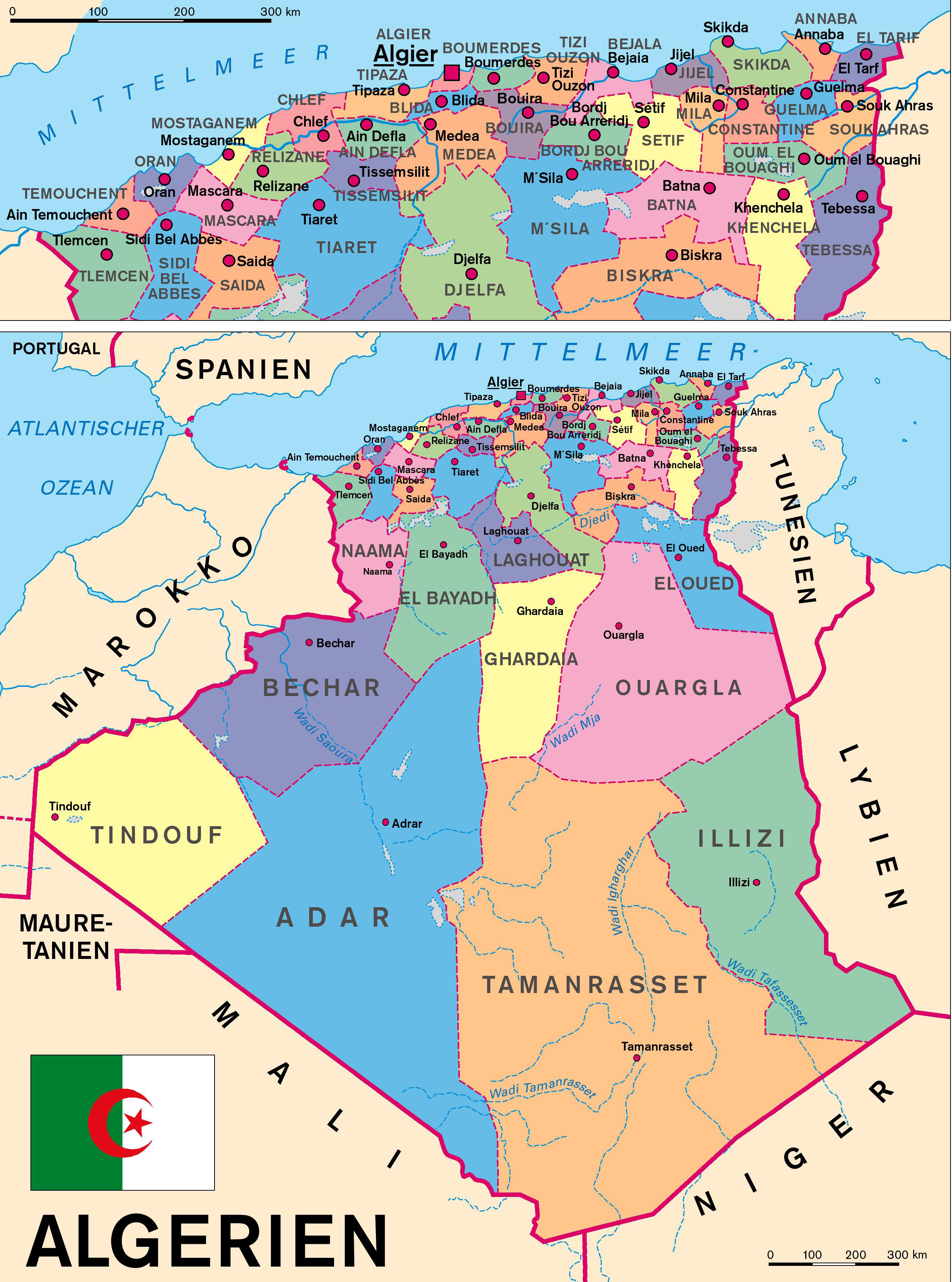 Algerien Karte : Algerien Staaten-map - Karte von Algerien-Staaten ...