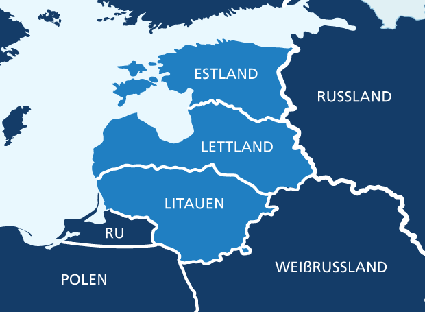 Landkarte mit den Baltischen Ländern