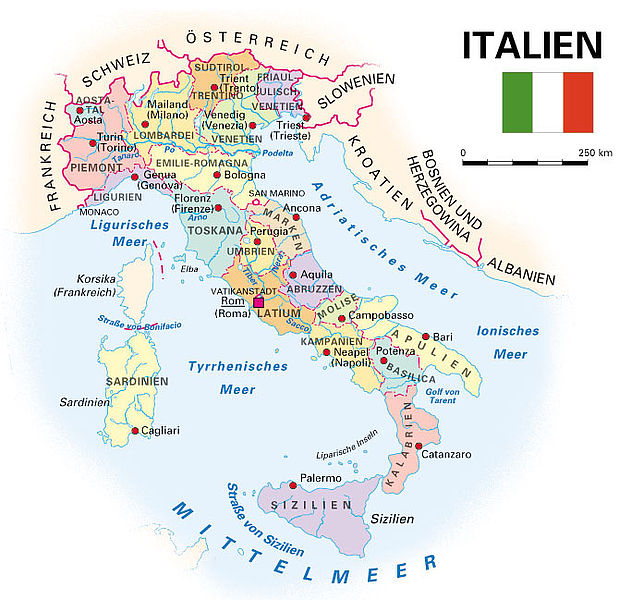 Italien Karte Regionen - Urlaubsregionen Italien Karte  Kleve Landkarte